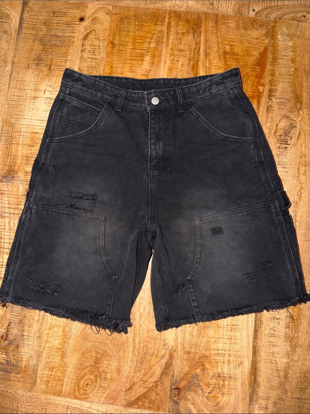 Aelfric Eden Black Distressed Cargo Shorts